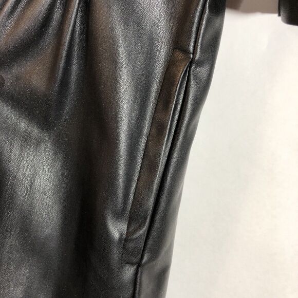 En Saison Puff Sleeve Faux Leather Minidress Black Small with Pockets - Picture 11 of 15